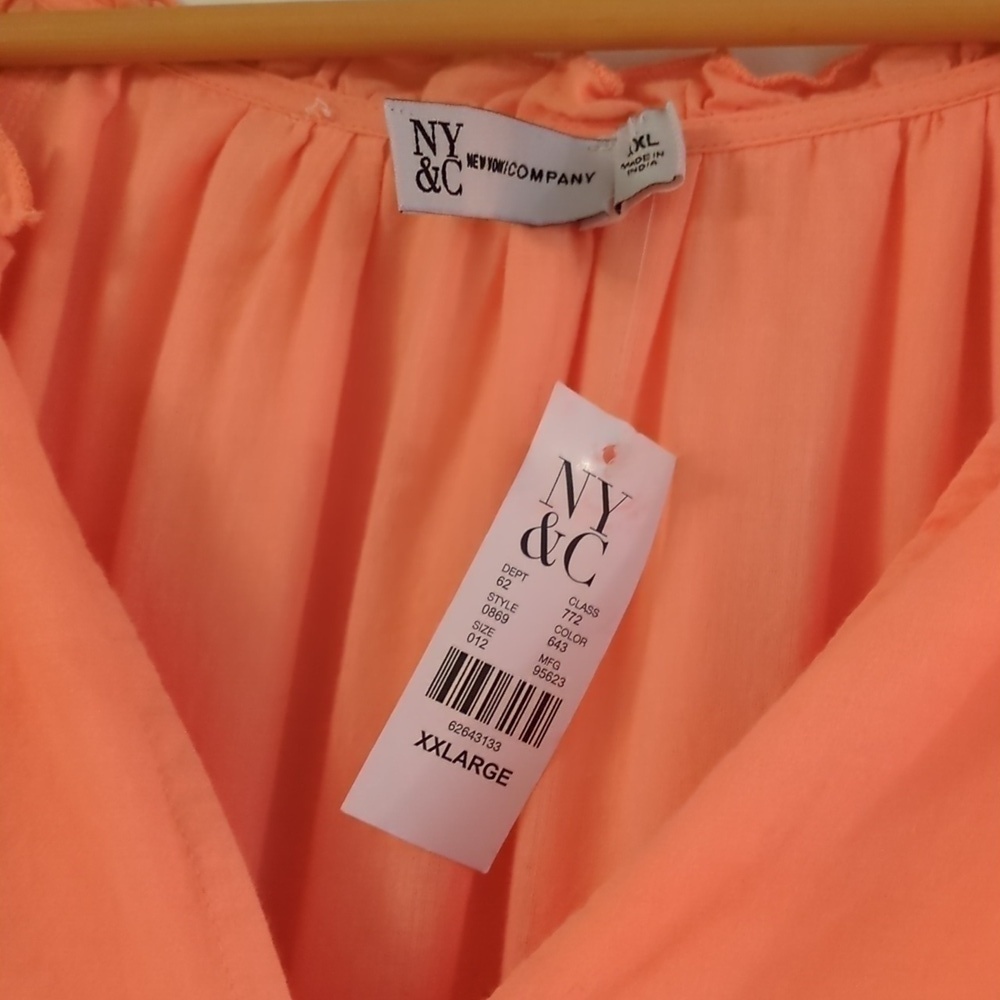 NY&C tiered peach dress eyelet sleeves and hem - Picture 10 of 12